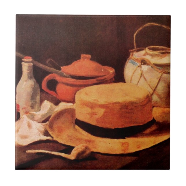 Still Life Yellow Straw Hat von Vincent van Gogh Fliese (Vorderseite)