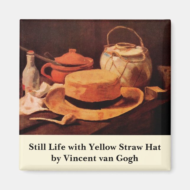 Still Life Yellow Straw Hat von Vincent van Gogh Magnet (Vorne)