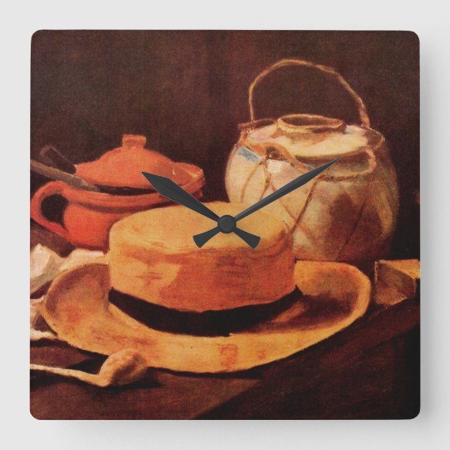 Still Life Yellow Straw Hat von Vincent van Gogh Quadratische Wanduhr (Vorderseite)