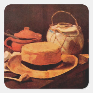 Still Life Yellow Straw Hat von Vincent van Gogh Quadratischer Aufkleber