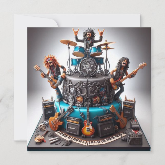 STILL ROCKING, Ältere Erwachsene Geburtstagsfeier Einladung (Vorderseite)