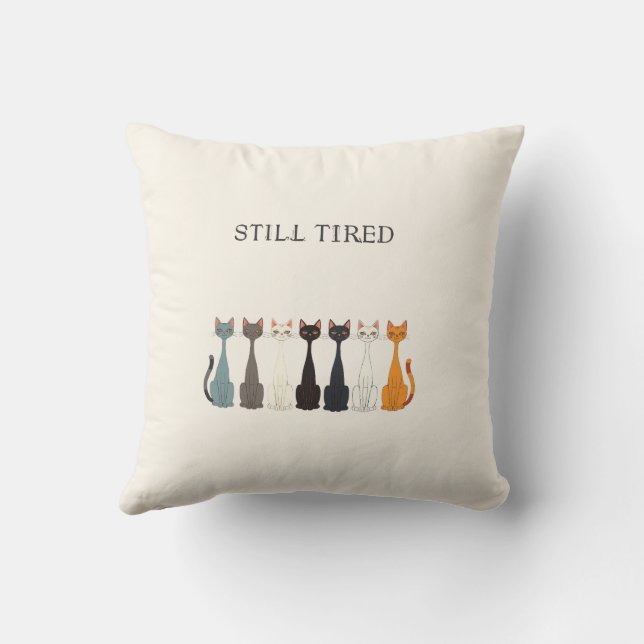 Still Tired Cats - Blue Cat Mom Graphic Reversible Kissen (Rückseite)