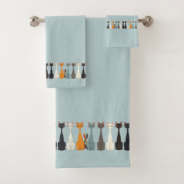 Still Tired Cats - Cat Mom Lover - Blue Graphic Badhandtuch Set