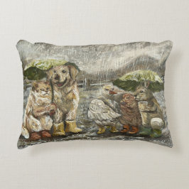Still Together Whimsical Farmhouse Animals Rainy  Dekokissen