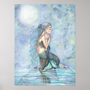 Still Waters Mermaid Mutter und Baby Poster
