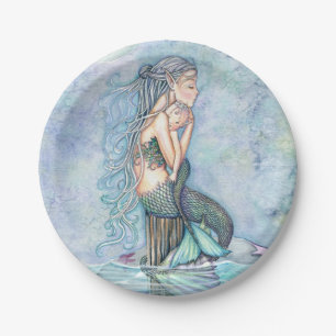 Still Waters Mutter und Baby Mermaids Baby Dusche Pappteller