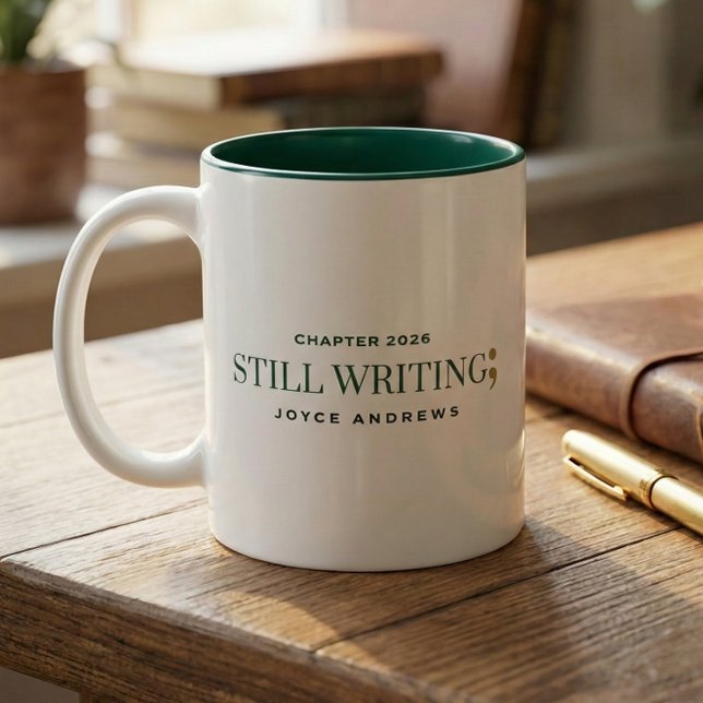 Still Writing Semicolon Custom Recovery Green Zweifarbige Tasse (semicolon project, still writing, mental health matters coffee mug)