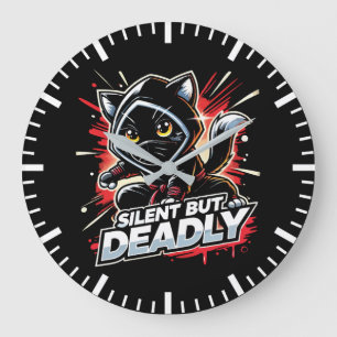 Stille, aber tödlich - Niedliche Funny Ninja Cat Große Wanduhr