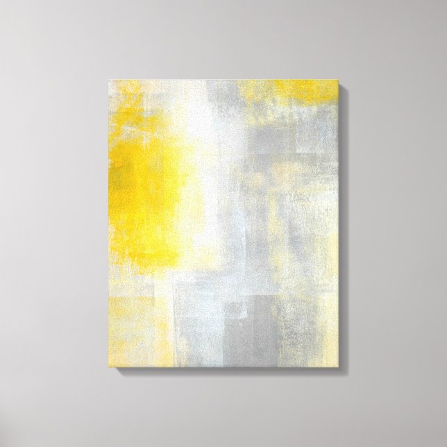 "Stille" Abstrakte, grau-gelbe Kunstdrucke Leinwanddruck (Vorderseite)