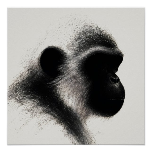 Stille Beobachter-Primate-Kohle-Studie Poster (Vorderseite)