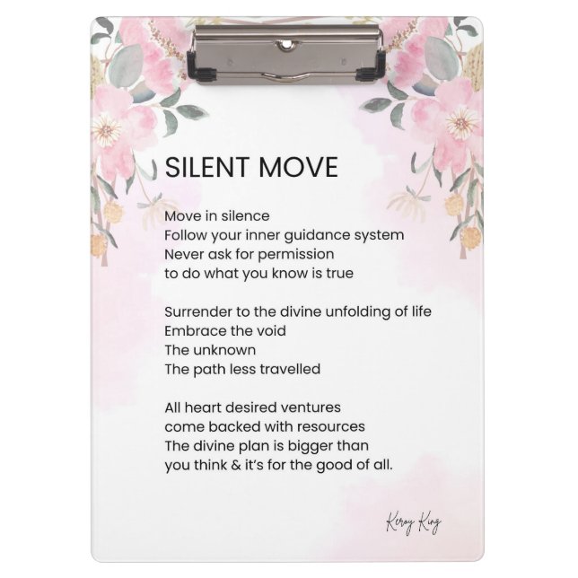 Stille Bewegung - Ermutigung der Gedichte Klemmbrett (Vorderseite)