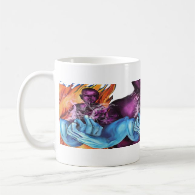 Stille, blaue Hände Kaffeetasse (Links)