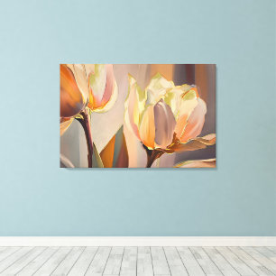 Stille Blüte – Abstrakte Tulpen in sanftem Gold Leinwanddruck