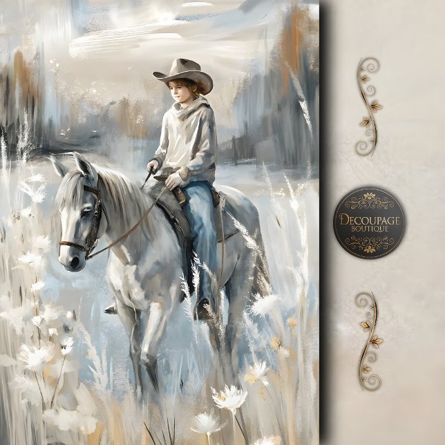 Stille Cowboy-Träume Decoupage Seidenpapier (Quiet Cowboy Dreams Decoupage Tissue Paper)