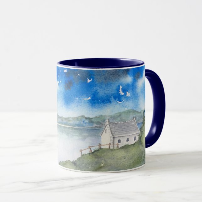 Stille des Morgensees Landschaftsbild Tasse (VorderseiteRechts)