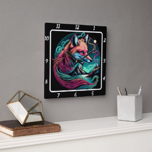 Stille Fox über den Gipfeln Quadratische Wanduhr