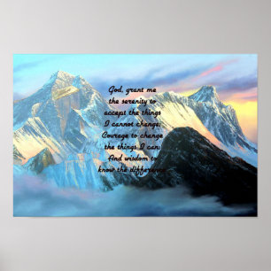 Stille Gebet mit Panoramablick Mount Everest Poster