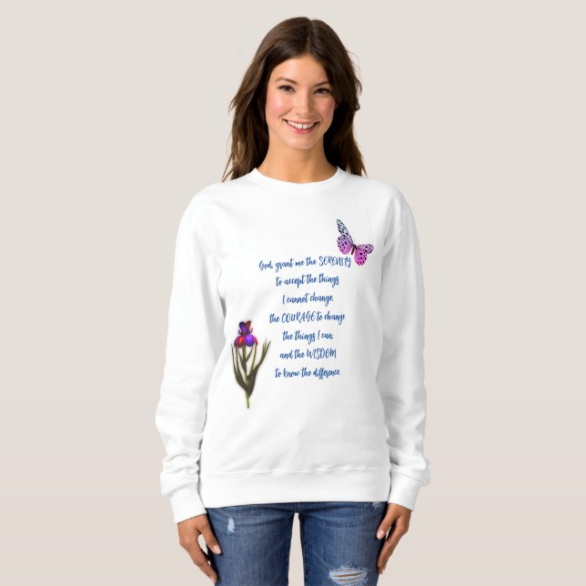 Stille Gebetsgebete Blume Schmetterling Inspiratio Sweatshirt (Vorne ganz)