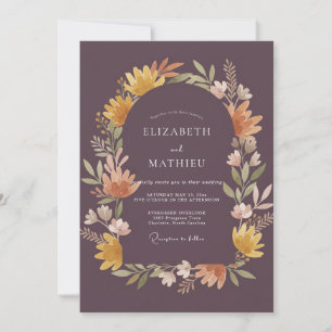 Stille Hochzeit mit Malven-Aprikosen-Kranz Einladung