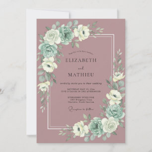 Stille Hochzeit mit Malvenfarbener Pfingstrose Einladung