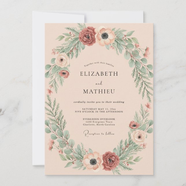 Stille Hochzeit mit Rostkranz Einladung (Vorderseite)