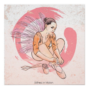 Stille in Bewegung – Minimalistische Ballerina & E Poster