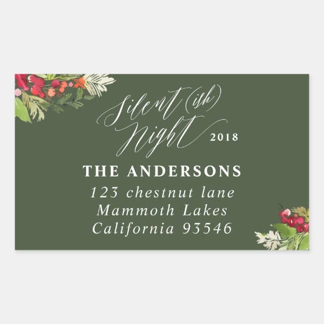 Stille (ish) Weihnachtsadresse Rechteckiger Aufkleber (Vorderseite)