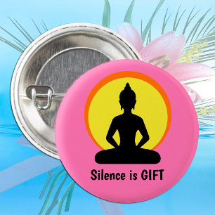 Stille ist GIFT - Meditation & Buddha (Vipassana) Button