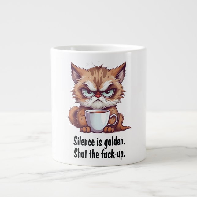 Stille ist Golden Funny Cat Quotes Kaffee Tasse (Vorderseite)