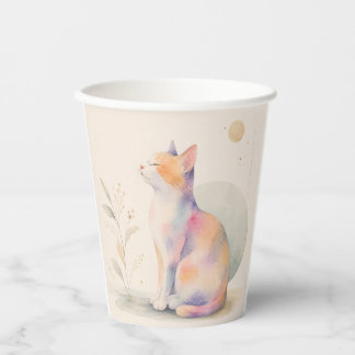 Stille Katze im Mondlicht – Aquarell Pappbecher