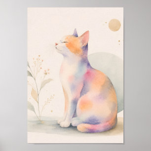 Stille Katze im Mondlicht Druck Poster