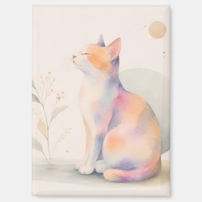 Stille Katze im Mondlicht Magnet (Vorderseite)