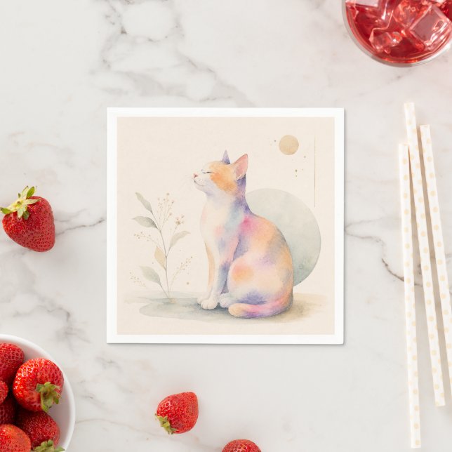Stille Katze im Mondlicht Serviette (Beispiel)
