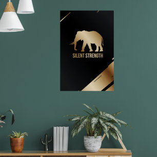 "Stille Kraft" Minimalistische Elefantenmauer Kuns Poster