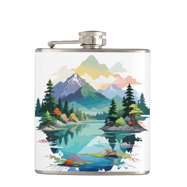 Stille Landschaft Stille Ruhe Natur Außenbereich Flachmann (Vorderseite)