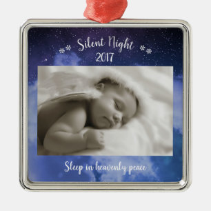 Stille Nacht Foto - Quadratischer Anhänger Silbernes Ornament