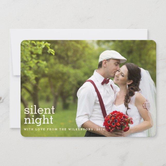 Stille Nacht Frohe Weihnachten Zwei Foto-Karte (Vorderseite)
