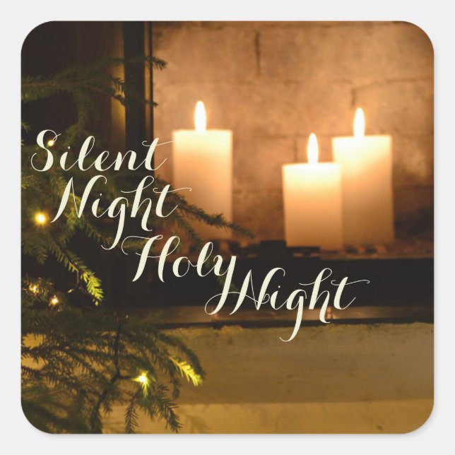"Stille Nacht Heilige Nacht" Beliebter Weihnachtsl Quadratischer Aufkleber (Vorderseite)