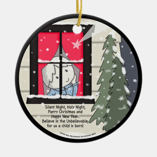 Stille Nacht, heilige Nacht Keramik Ornament (Vorne)