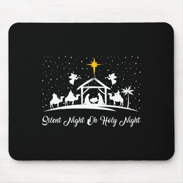 Stille Nacht Heilige Nacht Kippenszene Christlich  Mousepad (Vorne)