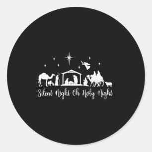 Stille Nacht Heilige Nacht Kippenszene Religiös C Runder Aufkleber
