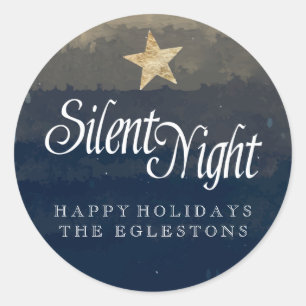 Stille Nacht, heilige Nacht Wasserfarbe Runder Aufkleber
