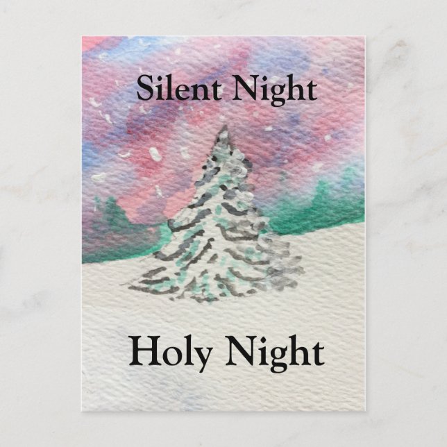 Stille Nacht Heilige Nacht Weihnachtsbaum Postkarte (Vorderseite)