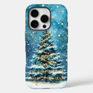 Stille Nacht, hell leuchtender Weihnachtsbaum im W iPhone 16 Pro Hülle