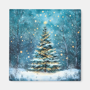 Stille Nacht, hell leuchtender Weihnachtsbaum im W Magnet