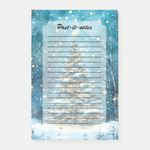 Stille Nacht, hell leuchtender Weihnachtsbaum im W Post-it Klebezettel