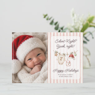 Stille Nacht? Ja, Recht! Wäscheleine Baby Foto Feiertagskarte