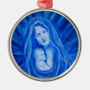 Stille Nacht(Mary und Baby Jesus) Verzierung Silbernes Ornament