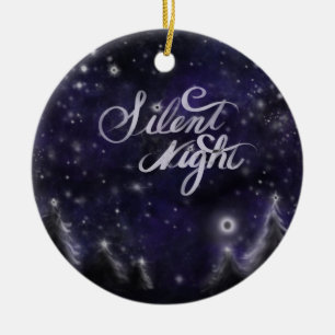 Stille Nacht - romantischer Wald Feiertage Schnees Keramikornament