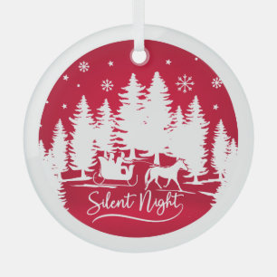 Stille Nacht Schlitten Schneeflocken Pinien festli Ornament Aus Glas